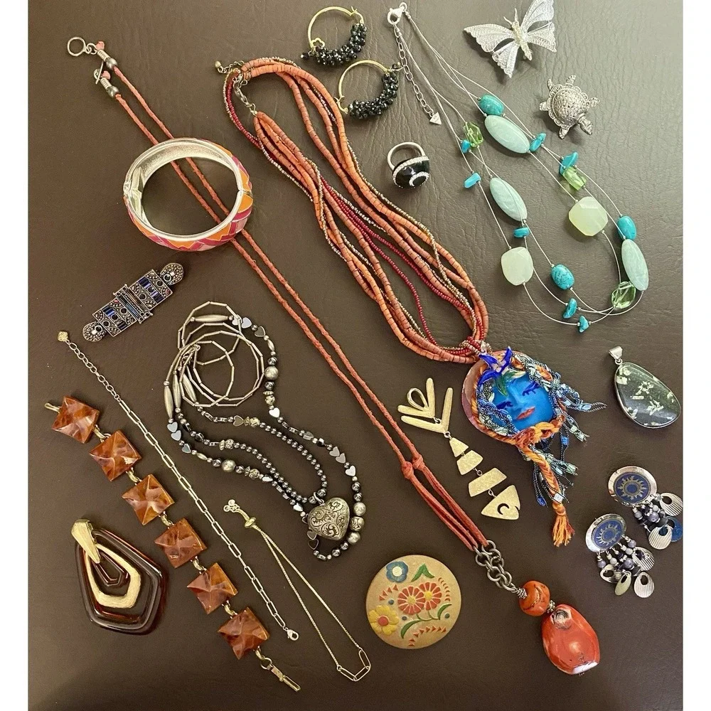 Vintage To Modern Boho Brooch Fish Pendant Necklace Bracelet Bangle Ring Lot